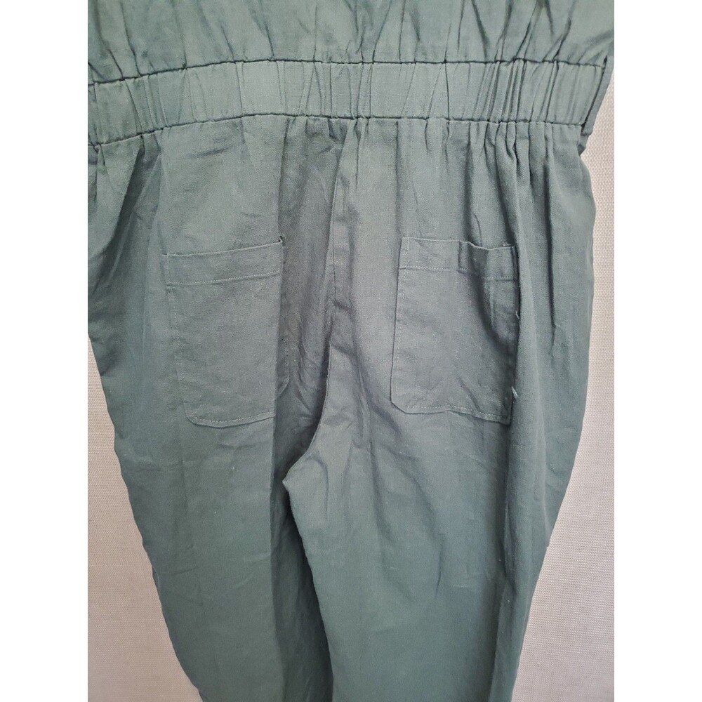 Baltic Born Cotton/Linen Green Short Sleeve Button-Up Jumpsuit Size XL Pockets - Picture 6 of 8